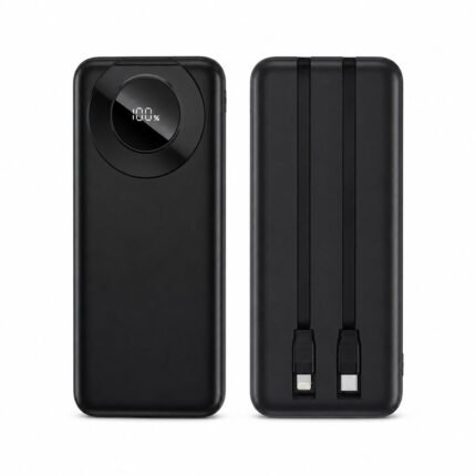 Carregador portátil AGOLD BTE08A 10000 mAh preto, frente e verso
